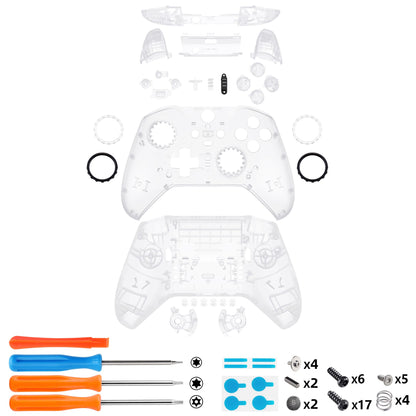 eXtremeRate Clear Full Set Shell w/Buttons Replacement Faceplate Back Plate for Xbox Elite Series 2 Core Controller - Model 1797