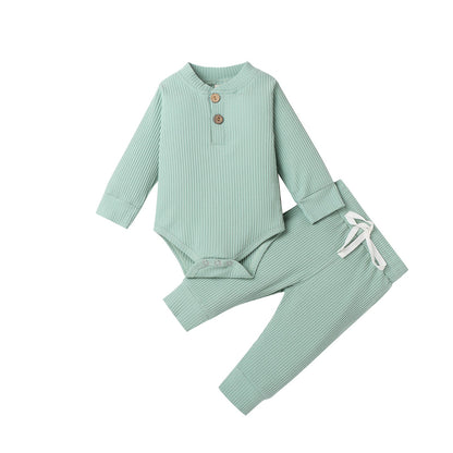 Ma&Baby 0-24M Newborn Infant Knit Baby Boy Girl Clothes Set Long Sleeve Button Romper Pants Outfits Autumn Spring Baby Clothing