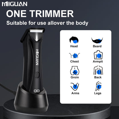 Electric Men's Body Groomer, Hair Clipper & Shaver with USB Charging Docking Station | Features Digital Display | Men's Grooming