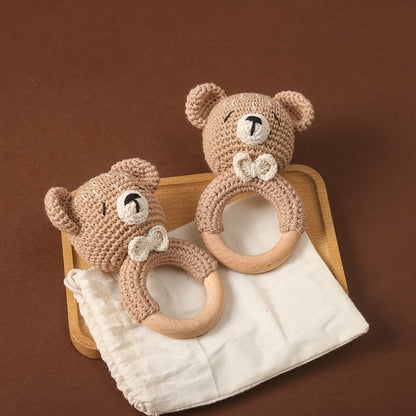 Brinquedos de Crochê para Bebês Chocalho de Animal Desenho Animado Chocalhos Musicais para Bebês Chocalho de Dentista Kawaii Brinquedo de Bebê 0-12 Meses Brinquedos Montessori