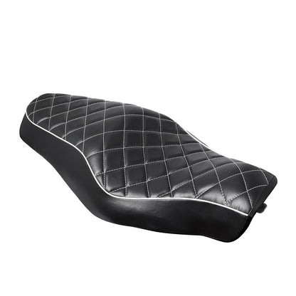 Assento Duplo de Couro PU Preto para Piloto e Passageiro Traseiro de Motocicleta para Harley Sportster XL 883 1200 48 2010-2016