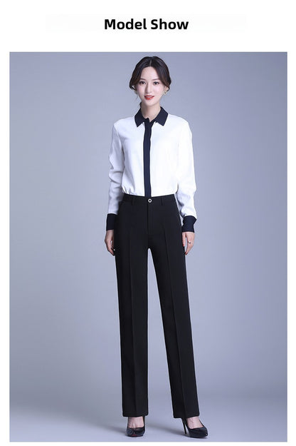 Bla Straight Leg Work Pants Women's Autumn Winter Spring Profional Suit Pants Slimming Formal Long Trousers for Office