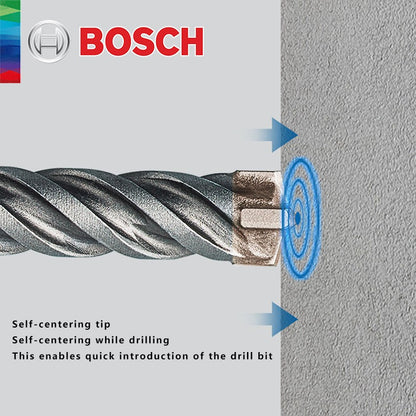 BOSCH Broca para Concreto e Madeira para Martelo Elétrico de Quatro Furos e Duas Ranhuras, de Duas Pontas, Série 5, com Haste Redonda