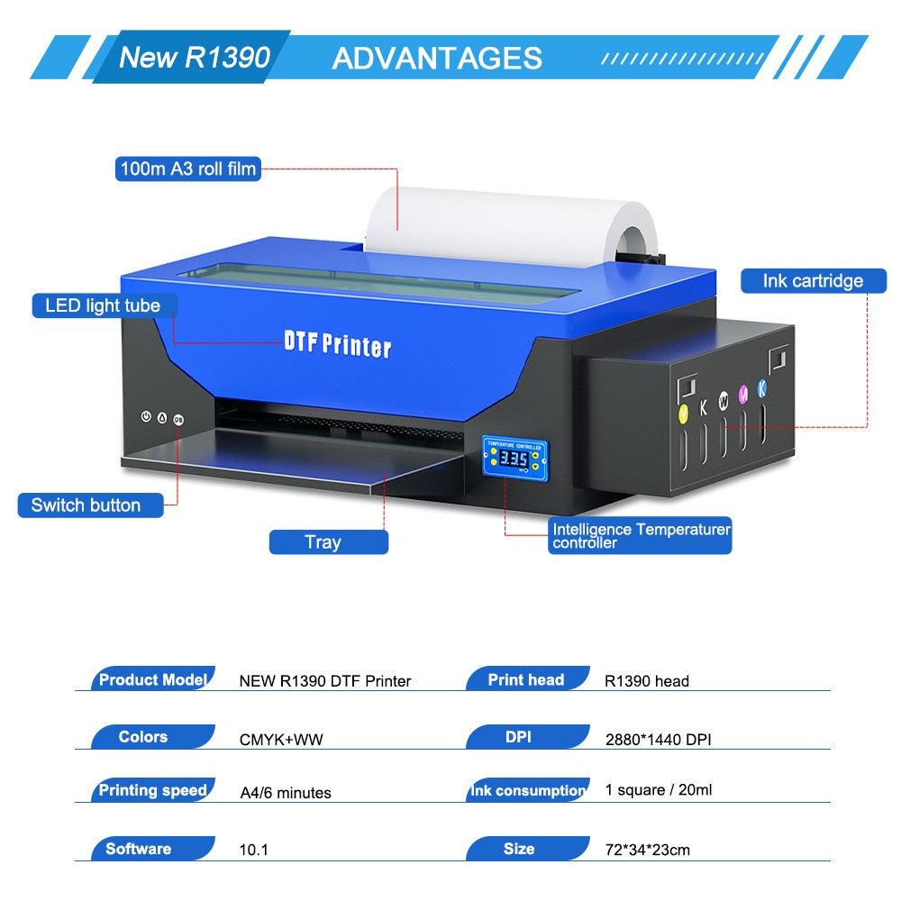 US/EU Stock A3 XP600 DTF Printer Machine A3 UV Sticker Printer DTF Printer Direct to Film Print DTF Printer A4 T-Shirt Printer