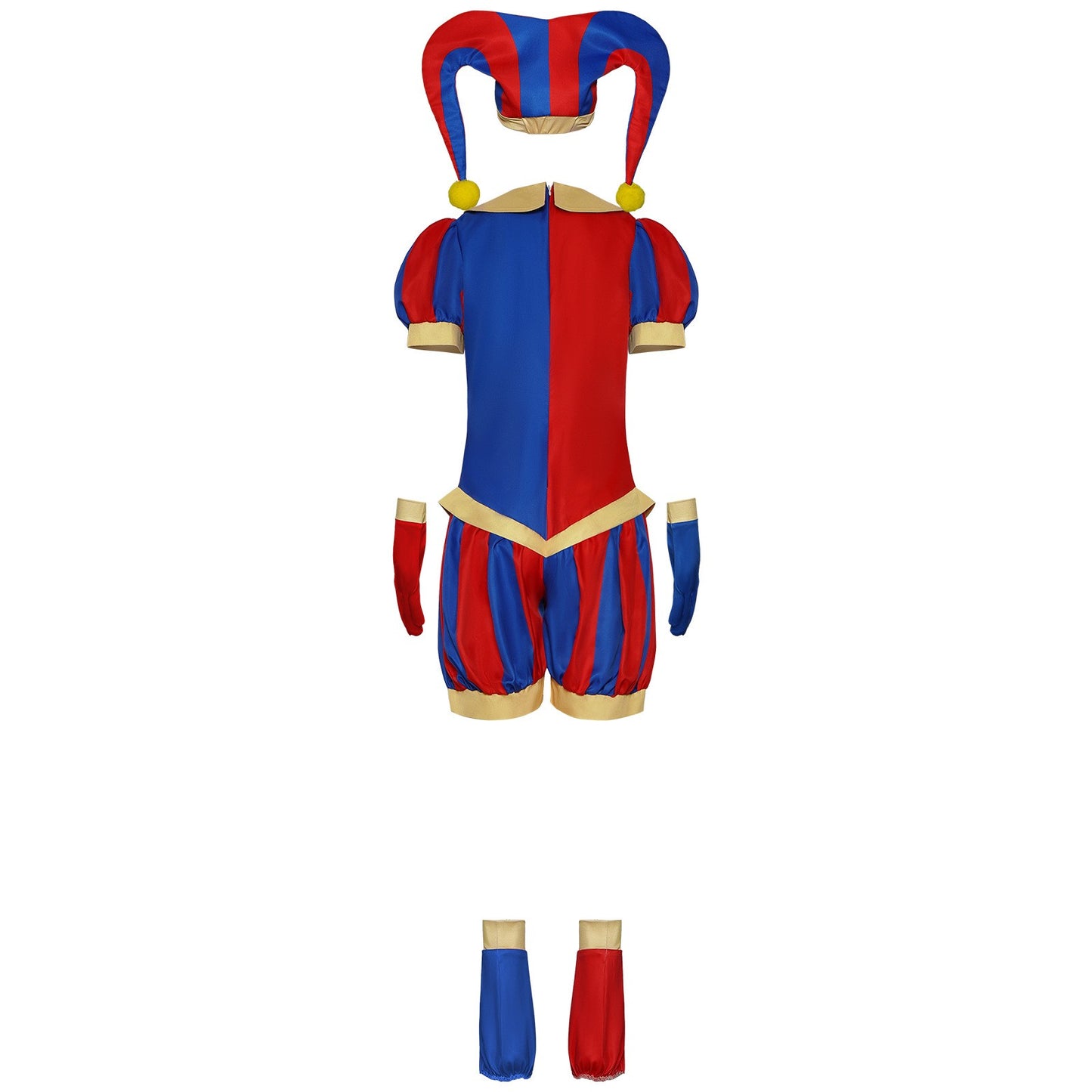Animation Pomni Cosplay Jumpsuit with Hat aShoes Cover Gloves Magical Virtual Circus Outfits for Halloween Carnival Circus