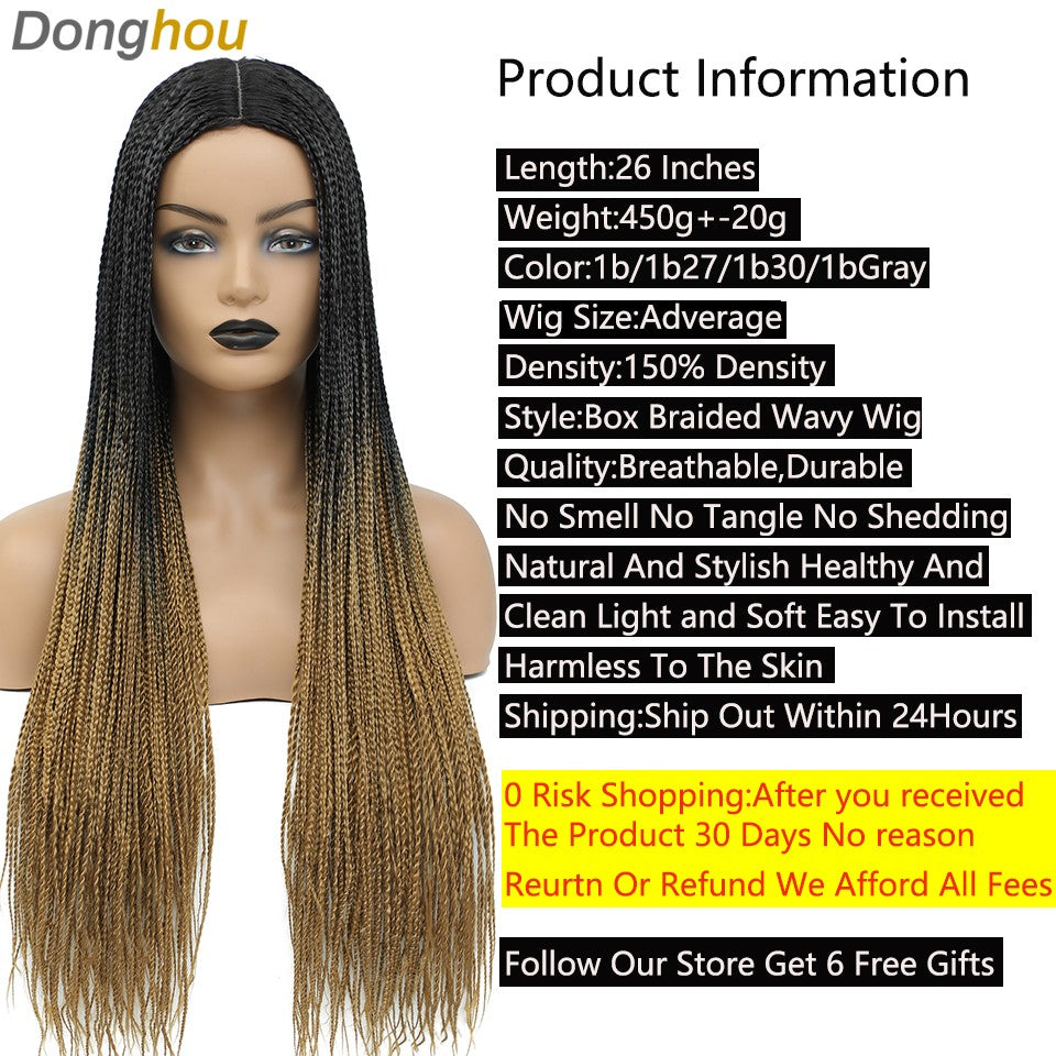 Novo estilo Ombre Box Braided Wigs para mulheres, peruca trançada, peruca com couro cabeludo falso, atacado de perucas Perruque Longue Synthétique Braiding Hair Wig