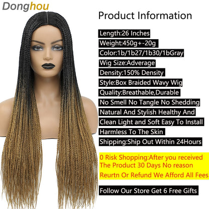 Novo estilo Ombre Box Braided Wigs para mulheres, peruca trançada, peruca com couro cabeludo falso, atacado de perucas Perruque Longue Synthétique Braiding Hair Wig