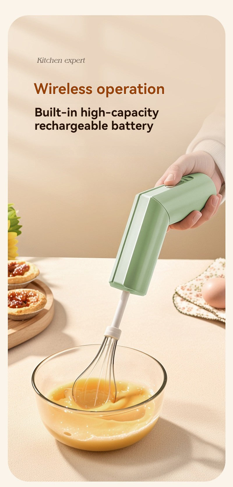 Batedor de Ovos Portátil Elétrico Sem Fio Recarregável USB Mixer Dobrável Automático com Engrenagem Ajustável Utensílios de Cozinha Domésticos