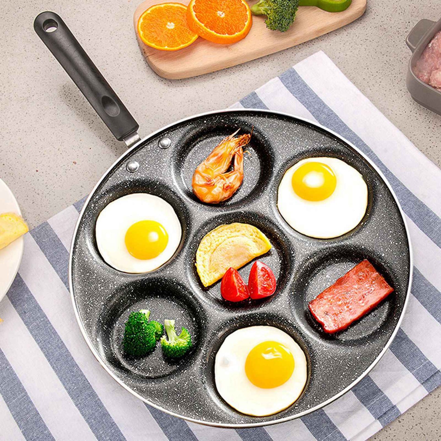 Frigideira Antiaderente Para Fritar Ovos 7 Buracos - Molde De Hambúrguer Para Cozinha Doméstica