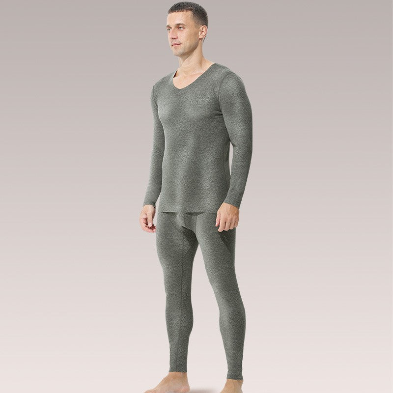 Seamless thermal underwear men's set V-neck thickened and fleece winter winter tight wool base long Johns