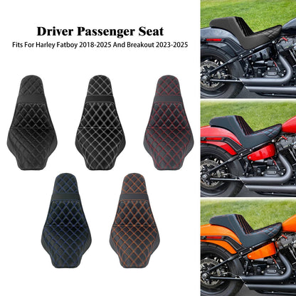 Banco do passageiro do motorista de duas pessoas da motocicleta Selim do piloto Banco dianteiro e traseiro para Harley Softail Fat Boy 2018-2025 Breakout FXBR 2023-25