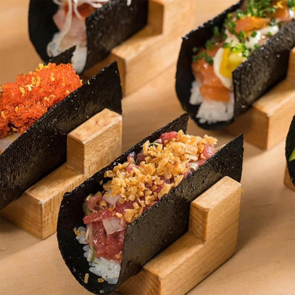Suporte de Sushi Japonês de Madeira em U Rack de Taco Suporte de Prato de Comida Suporte de Bandeja de Servir Sushi Barco de Sushi
