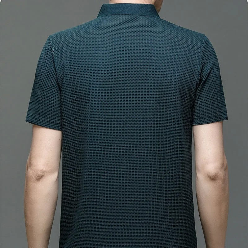 Summer New Embroidered Silk Elastic Polo Shirt for Men's Luxury Trend Fashion Leisure Breathable Cool Short Sleeved T-shirt Top