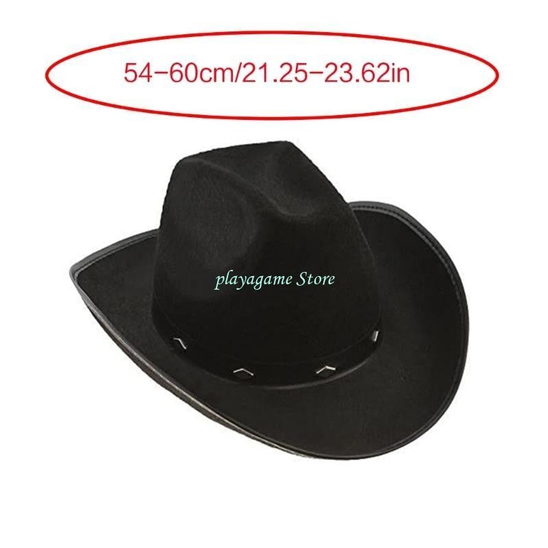 Y88A Cowboy Hat with Adjustable Rope Cowgirls Big Brim Party Accessory