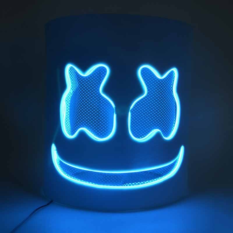 Fashion Luminous LED Mask DJ Costumes Accessories Glow Supplies Neon Light Marshmallow Mask For Music Festival Nightclub Dance