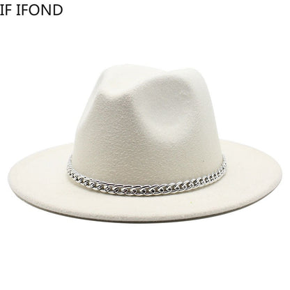 Big Size 59-61CM Fedoras Hats for Women Winter Fashion Formal Wedding Decorate Jazz Hats Men Panama Church Hat Chapeau Femme