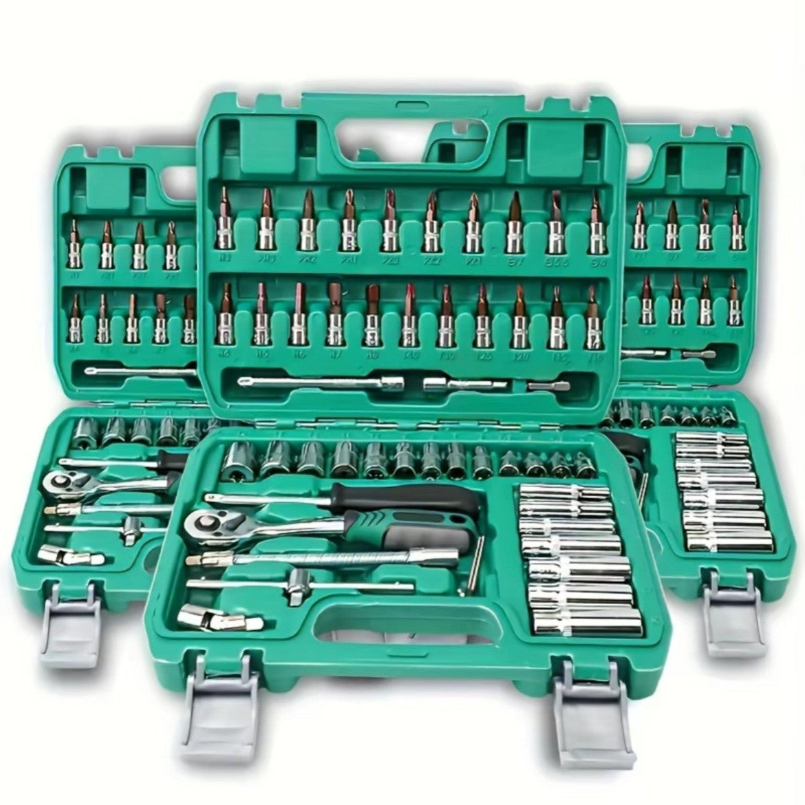46/53 Professional Ratchet Tool Set, Multi-functional Auto Repair Tool Set, equipped with torque wrench, screwdriver and portabl