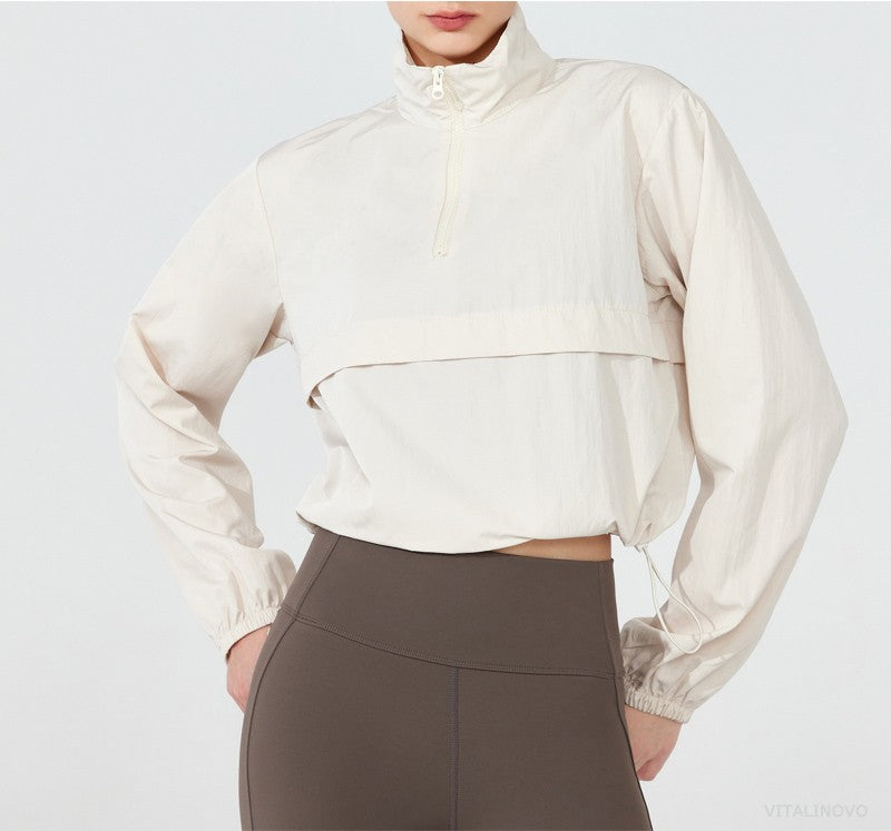 VITALINOVO Women's Athletic Jacket Lightweight Quarter Zip Pullover For Golf Hiking Running Windbreaker UPF50+ Waterproof Jacket