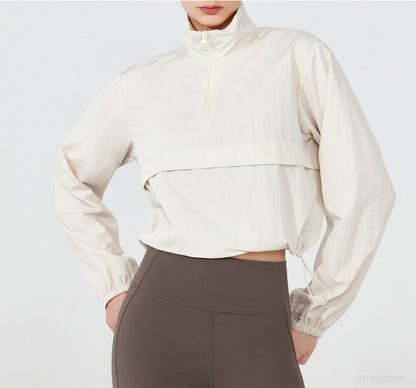 VITALINOVO Women's Athletic Jacket Lightweight Quarter Zip Pullover For Golf Hiking Running Windbreaker UPF50+ Waterproof Jacket