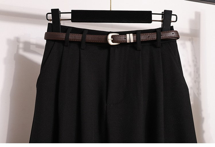 2025 Plus Size Skirts for Women Autumn Elegant Solid Women's Wrap Umbrella Skirts Korean High Waisted Suit Pleated Skirt