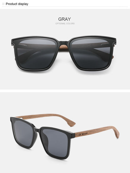 Oi Wood Óculos de Sol Quadrados para Homens e Mulheres Óculos de Madeira Lentes Azuis Polarizadas Óculos Masculinos Óculos de Luxo