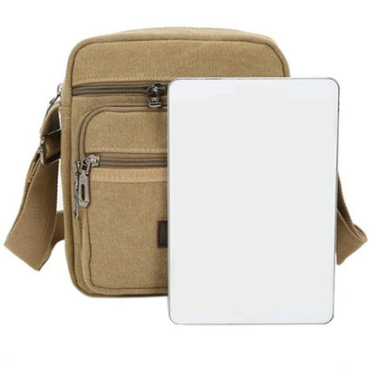 Multifunctional men's Shoulder Bag Flap Solid Color Casual Messenger Canvas Fashion Zipper Retro Travel men's Shoulder Bag