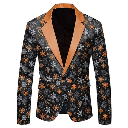 Mens Business Suit Jackets Fashion Mens Long Sleeve Lapel Button Fun Christmas Jacket With Pocket For Men Male New Year Party