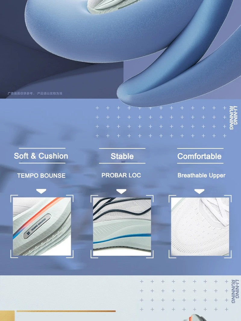 Li-Ning Men YUEYING 5 Cushion Running Shoes TEMPO BOUNSE Reflective Breathable LiNing Wearable Sneakers ARHV015