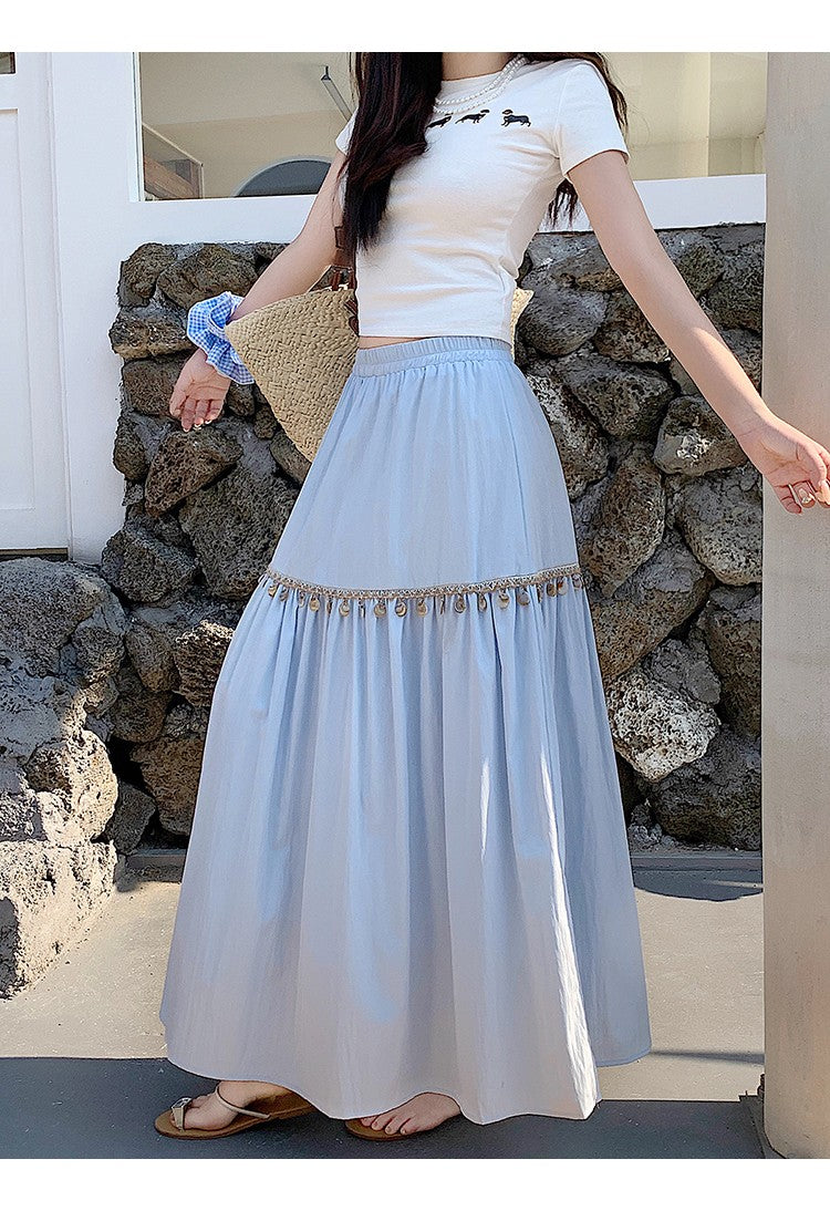 Casual High Waist Chic Pleated Skirts Korean Fashion bohemian dress Basics A-line Plus Size Clothing