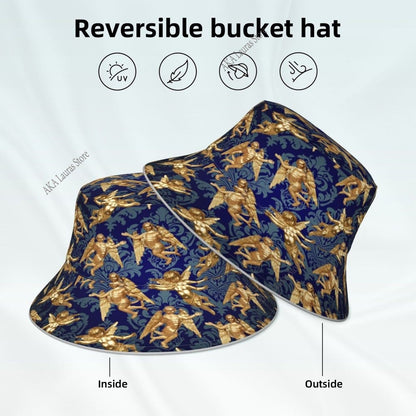 Angel Reflective Bucket Hat Summer Hats Fisherman Hat Foldable Women Men Sunscreen Shade Caps