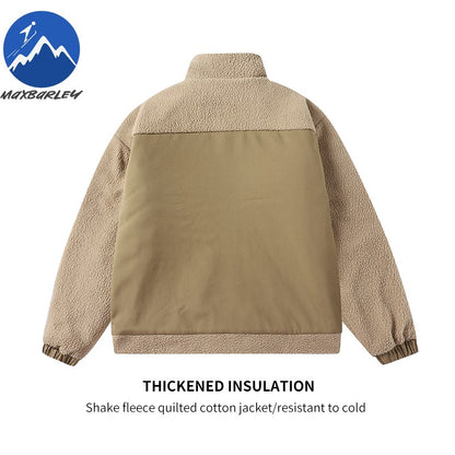 Maxbarley 2025 Winter Cotton Padded Jacket Men Brand Trendy Lambskin Cold-proof Windproof Jacket Casual Camping Ski Fleece Parka