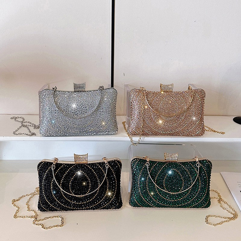 Luxury Women's Evening Bag Sparkling Rhinestone Handbag Fashion Chain Crossbody Bag Elegant Wedding Dress Party Banquet Clutch