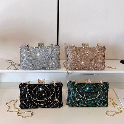 Luxury Women's Evening Bag Sparkling Rhinestone Handbag Fashion Chain Crossbody Bag Elegant Wedding Dress Party Banquet Clutch