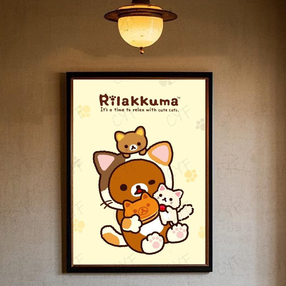Cute Cartoon Anime R-Rilakkuma Poster High Quality Wall Art for Home Office Bedroom Living Room Hallway Bar Perfect Gift Idea