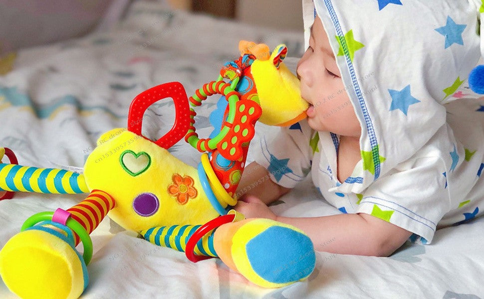 47CM Baby Stroller Soother Hanging Doll Giraffe with Soft Cotton Crib Bell Infant Bed Game Educational Toy for Son Daughter Gift