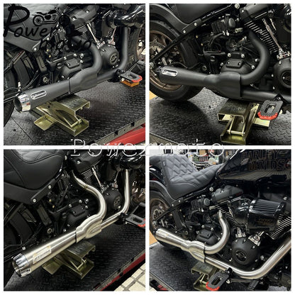 2-into-1  Exhaust Muffler Drag Pipe Slip On For Harley Softail FXLR S FXLRS FXST FXBBS FXBB ST FXLRST 117 FXRST FLDE 2018+