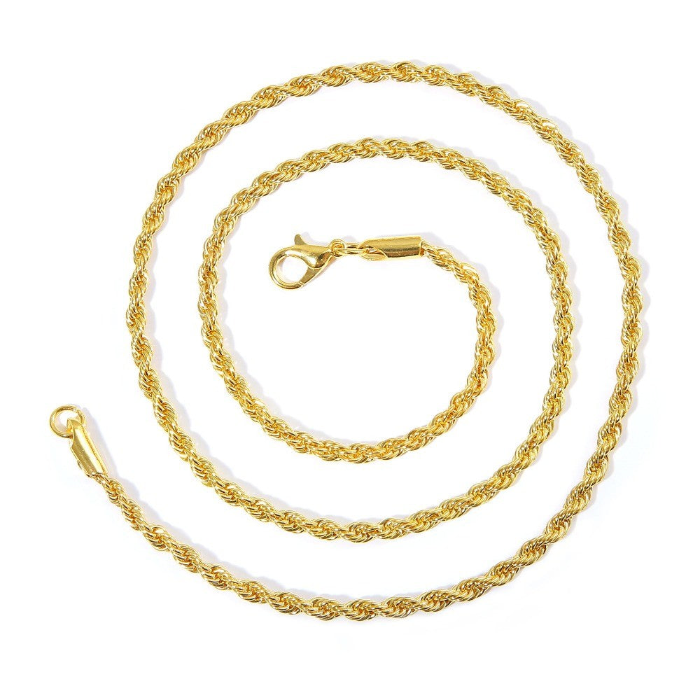 Colar 3mm Clássico de Aço Inoxidável Torcido Corrente Longa Pingente para Homens Mulheres Estilo Punk Hip Hop Rock Personalidade Gargantilhas Joias