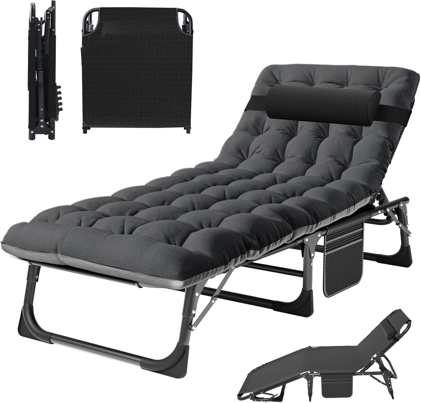 Folding Bed with Mattress, Portable Foldable Adult Bed Frame for Guest, Fold up Bed Cot for Indoor Outdoor Travel Camp V