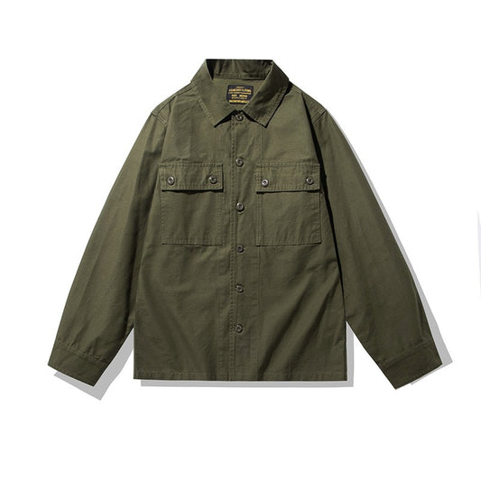 2025 Spring Men's Tiger Stripe Camo Camouflage Cargo Shirt Fashion Work Engineer Long Sleeved Shirt Jacket With Double Pockets