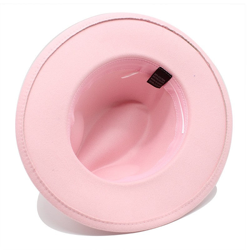 Gangster Trilby Felt Fedora Hat European American Wide Brim Top Jazz Caps Women Men Wool White Wedding Hat 56-58-61CM