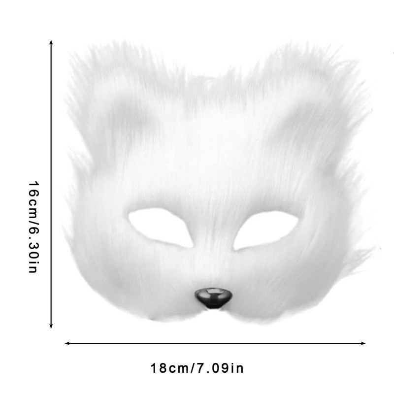 Fox Shape Face Eye Mask Christmas Carnival Party Cosplay Cat Animal Hair Mask Halloween Costume Props Makeup Plastic Face Mask
