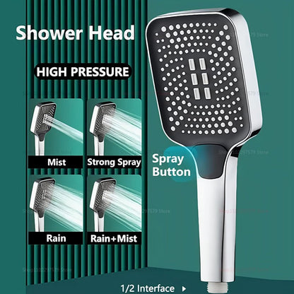 Adjustable Shower Head 3 Mode Rainfall Shower Large Flow Showerhead High Pressure Water Saving Shower Mixer Bathroom Accessories