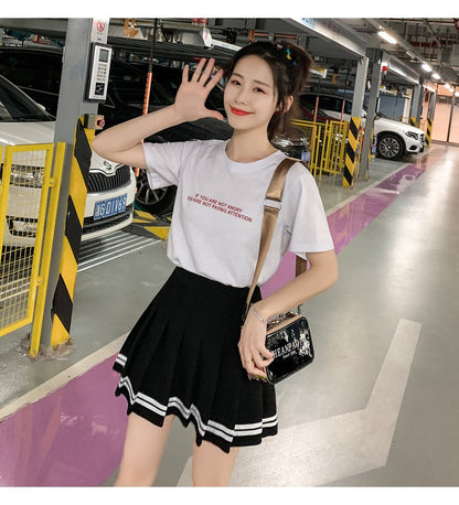 High Waist Women's Skirts Striped Pleated Elastic Waist Female Sweet Mini Dance Plaid Skirt Y2k Korean England Style