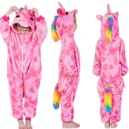 2-8Years Children's Unicorn Tiger Lion Fox Sika Deer Kigurumi Kid Onesie Pyjamas Cosplay Costumes for Halloween Carnival Party