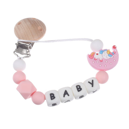 Personalized Name Baby Pacifier Clips Cartoon Moon Silicone Teether Nipple Chain For Nursing Chew Toys Baby Dummy Holder Chain