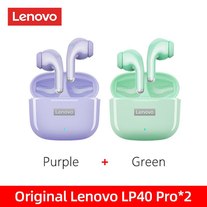 Fone de Ouvido TWS Original Lenovo LP40 Pro 100% Sem Fio Bluetooth 5.1 Esportivo com Redução de Ruído Controle de Toque 250mAh Novo 2022