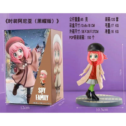 15CM Anime SPY Family Anya Forger Figura 4 Roupas de Inverno Chapéu Vestir-se Fofo Modelo de Pé Brinquedo Presente Coleção Boneco de Ação