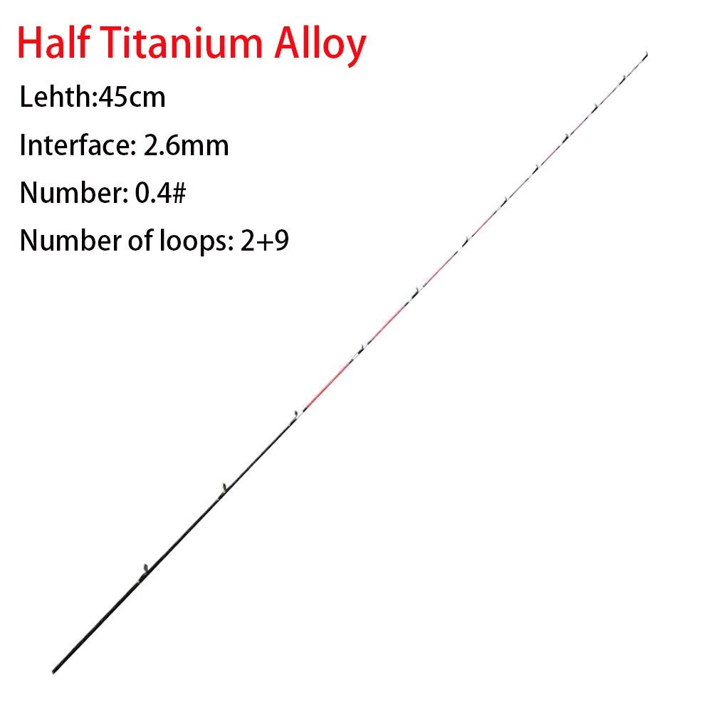 Fiberglass/Carbon Half-titanium Fishing Rod Tip Retractable Half/All Titanium Alloy Carbon Fiber 45/55/60cm Winter