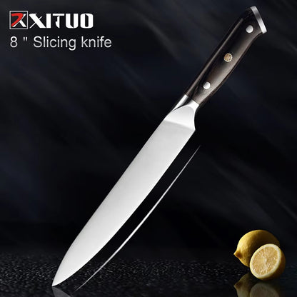 Facas de Cozinha Premium 1-9PEÇAS Conjunto de Facas Japonesas de Aço Inoxidável 5CR15 Incluindo Facas Santoku, Cutelo, Utilitária e de Desossar