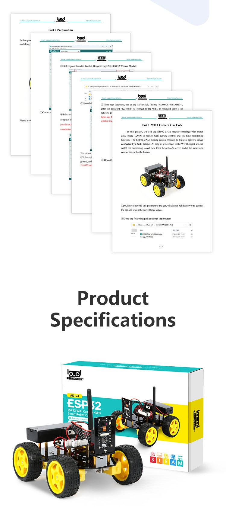 ESP32 Smart Robot Car Kit Carro de Controle Remoto para Projeto de Programação Arduino Kit de Codificação Científica de Educação STEM